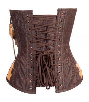 Women Hall Brown Steampunk Corset With Attached Neck Gear